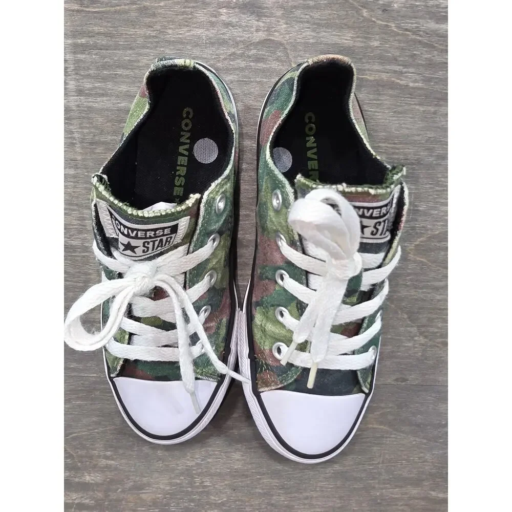 Converse Chuck Taylor All Star Green Camo Low Top Sneakers Size 1 Junior